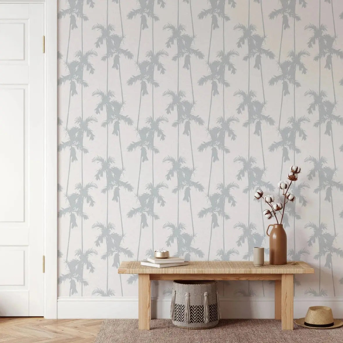 MUNKS & ME - Papier Peint Chambre Enfant à Motif Répété - Imprimé Clay Palm | Bleu