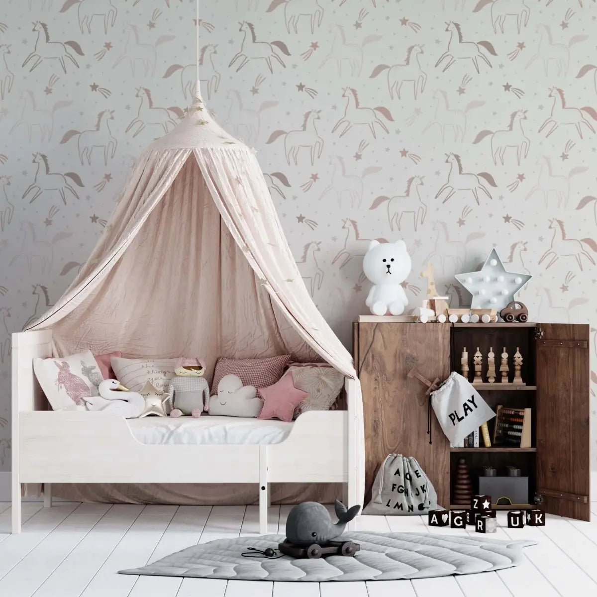 MUNKS & ME - Papier Peint Chambre Enfant à Motif Répété - Licorne Astrid