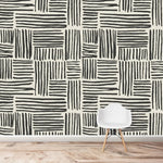 MUNKS & ME - Papier Peint Chambre Enfant à Motif Répété - Lignes De Coup De Pinceau - Charbon