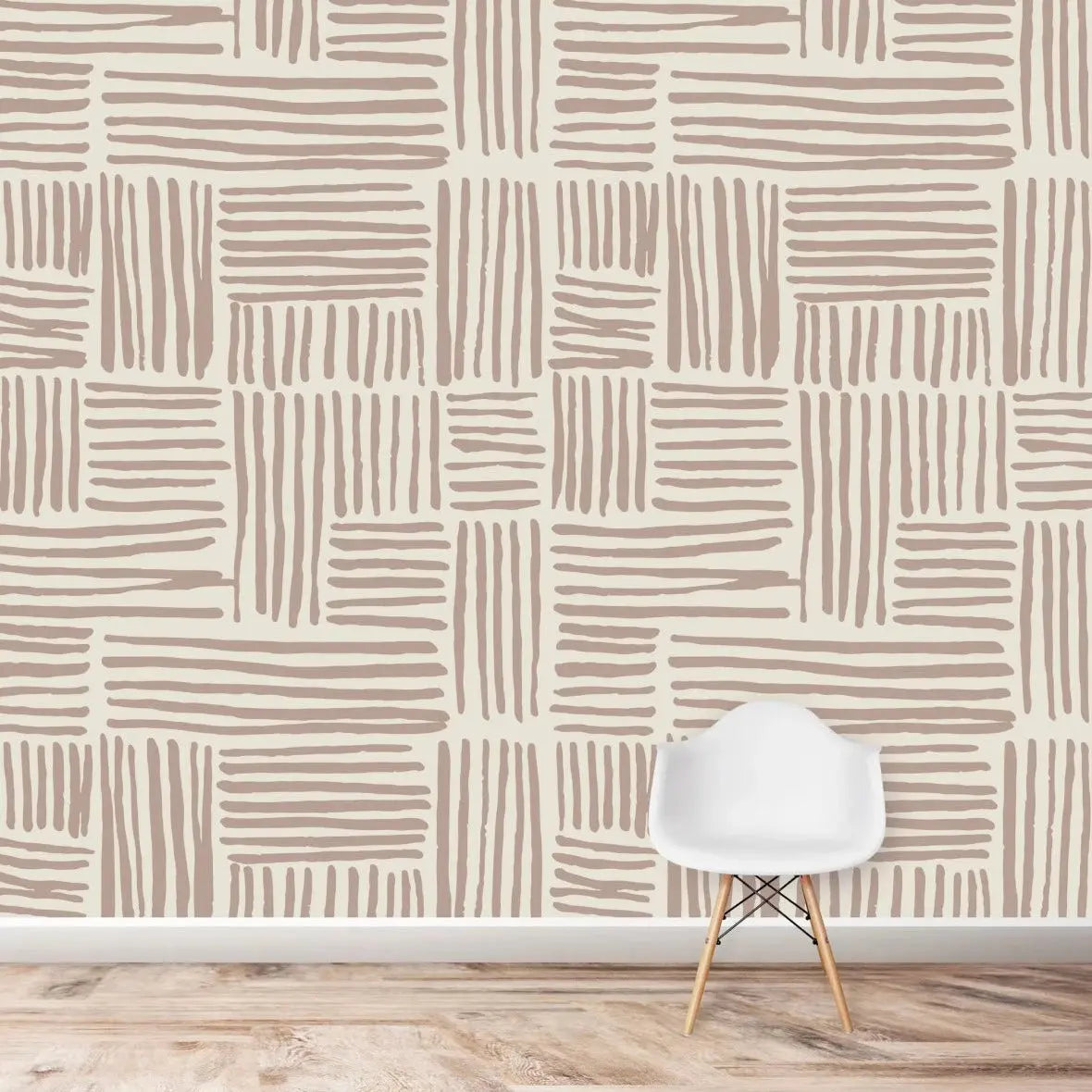 MUNKS & ME - Papier Peint Chambre Enfant à Motif Répété - Lignes De Coup De Pinceau | Sable