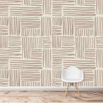 MUNKS & ME - Papier Peint Chambre Enfant à Motif Répété - Lignes De Coup De Pinceau | Sable
