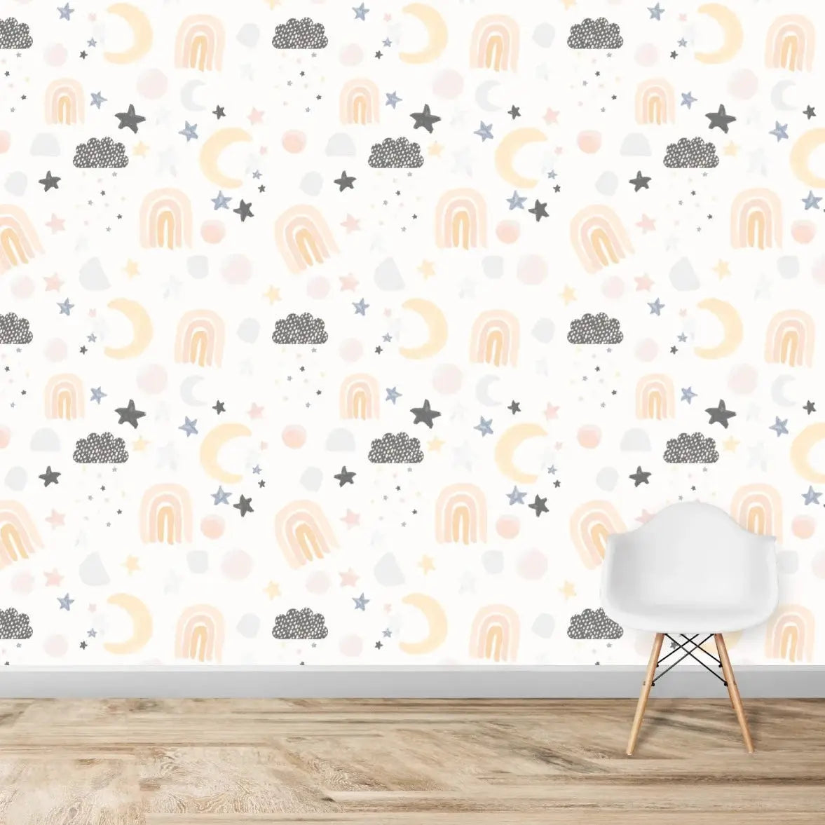 MUNKS & ME - Papier Peint Chambre Enfant à Motif Répété - Lune Et Étoiles