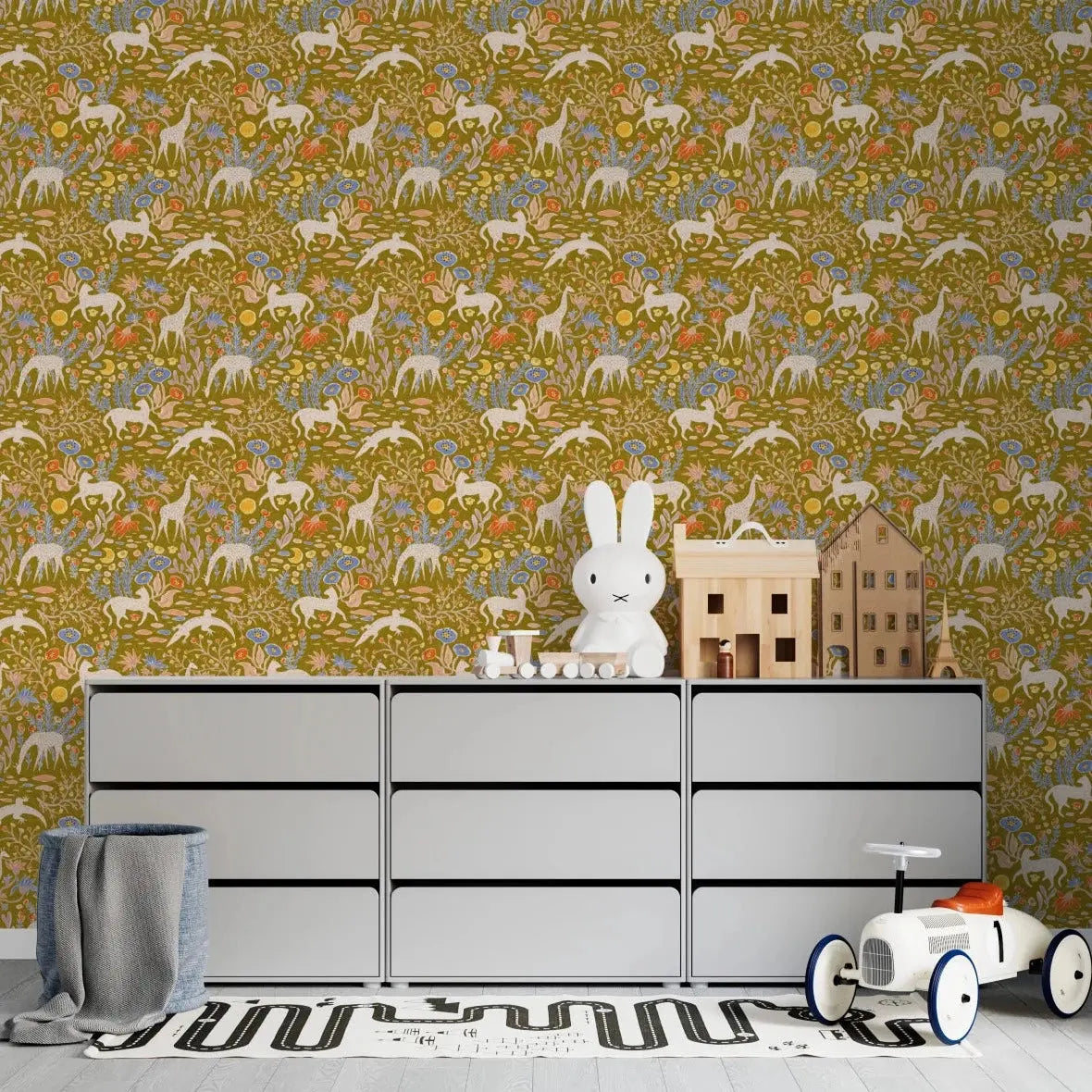 MUNKS & ME - Papier Peint Chambre Enfant à Motif Répété - Mils Menagerie - Doré