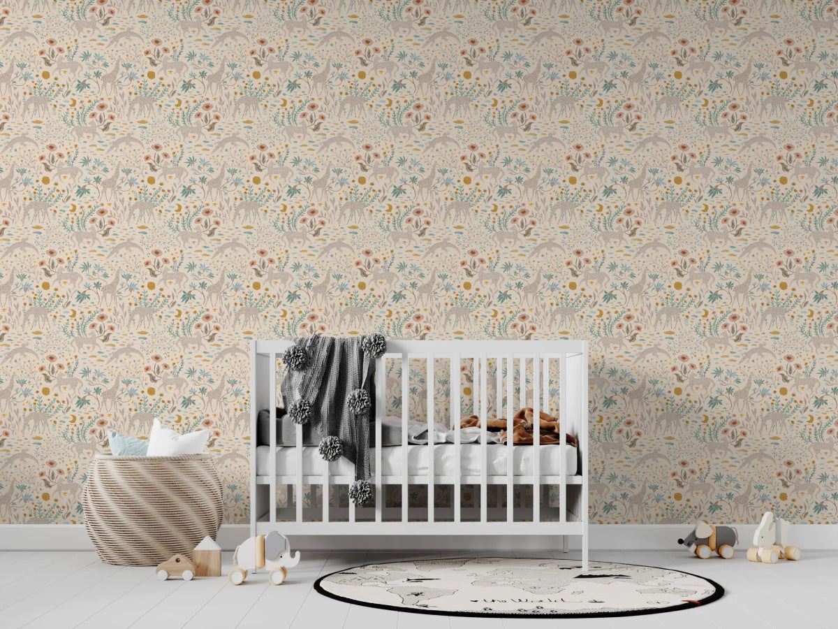 MUNKS & ME - Papier Peint Chambre Enfant à Motif Répété - Mils Menagerie - Rose