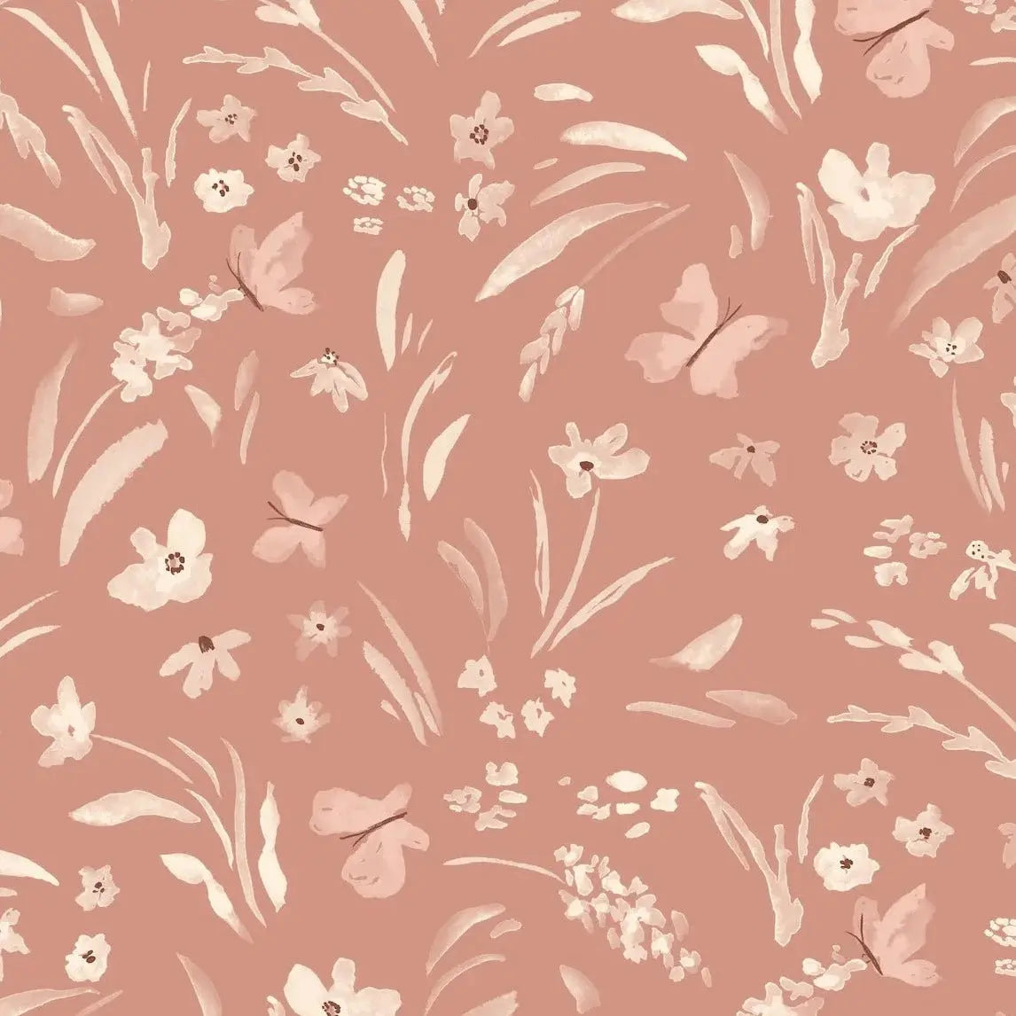 MUNKS & ME - Papier Peint Chambre Enfant à Motif Répété - Papillon Meadowland - Terracotta