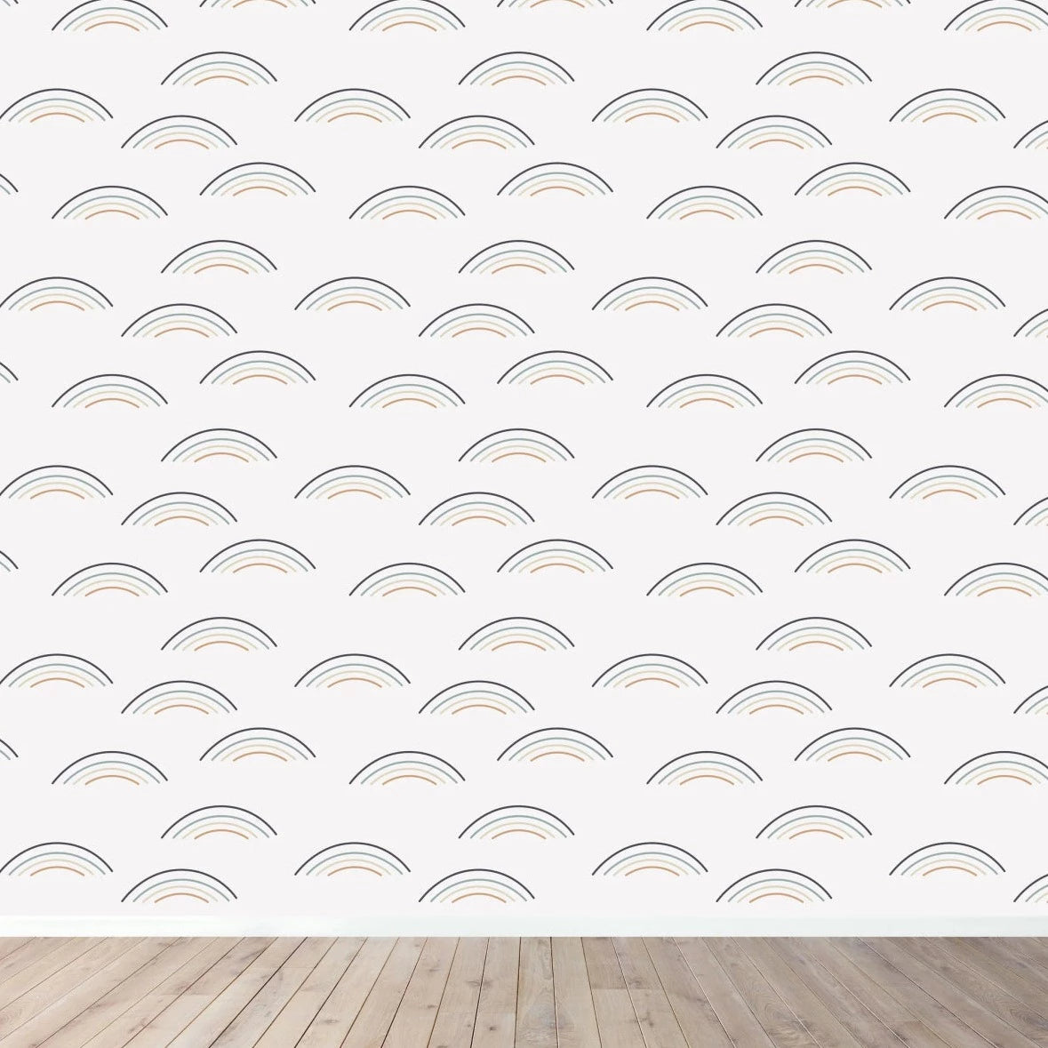 MUNKS & ME - Papier Peint Chambre Enfant à Motif Répété - Rainbow Wave | Marine