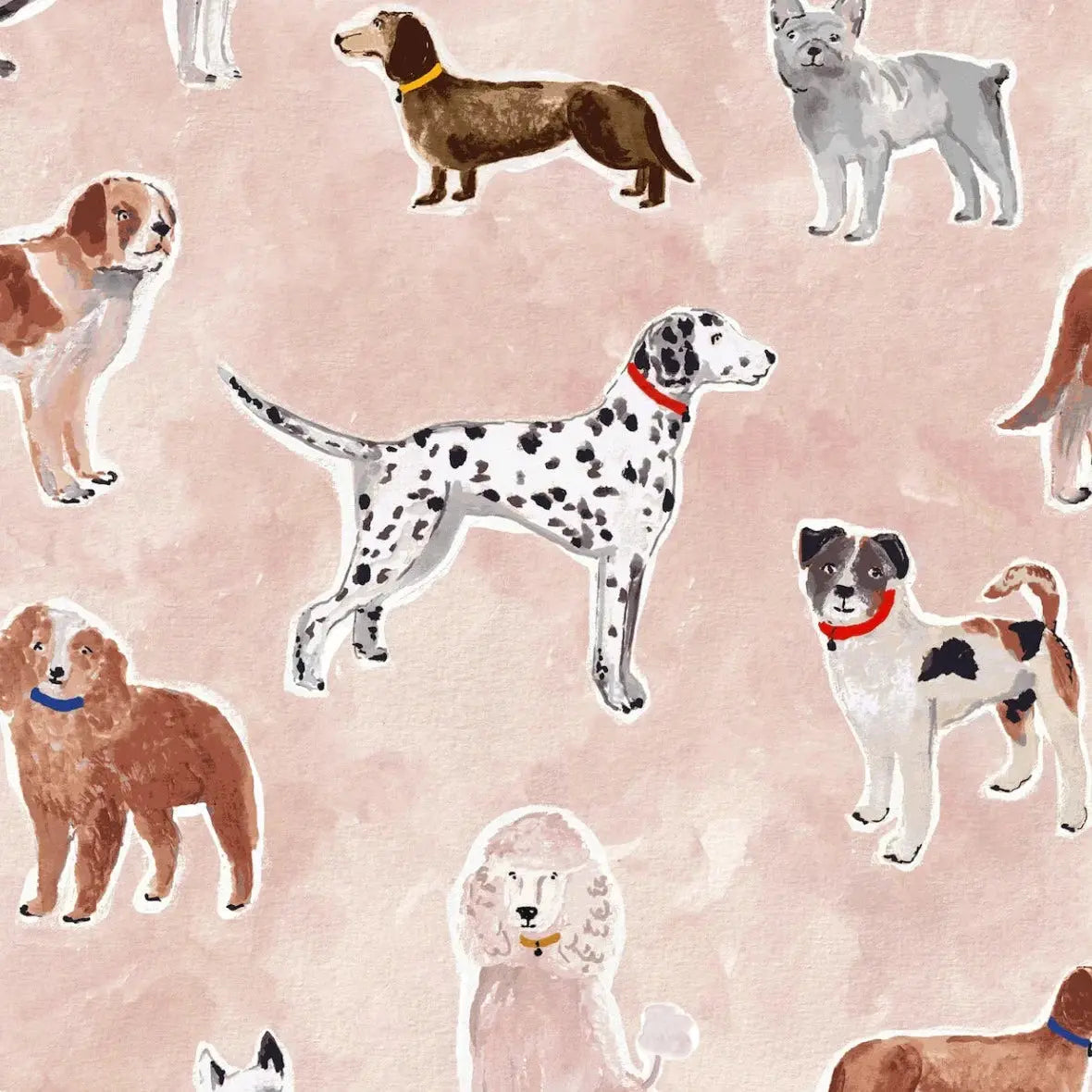 MUNKS & ME - Papier Peint Chambre Enfant à Motif Répété - Rigby Dog - Rose