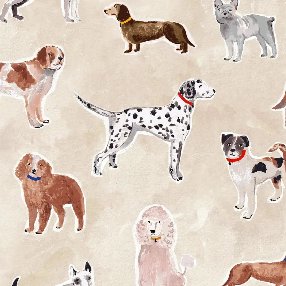 MUNKS & ME - Papier Peint Chambre Enfant à Motif Répété - Rigby Dog - Sable