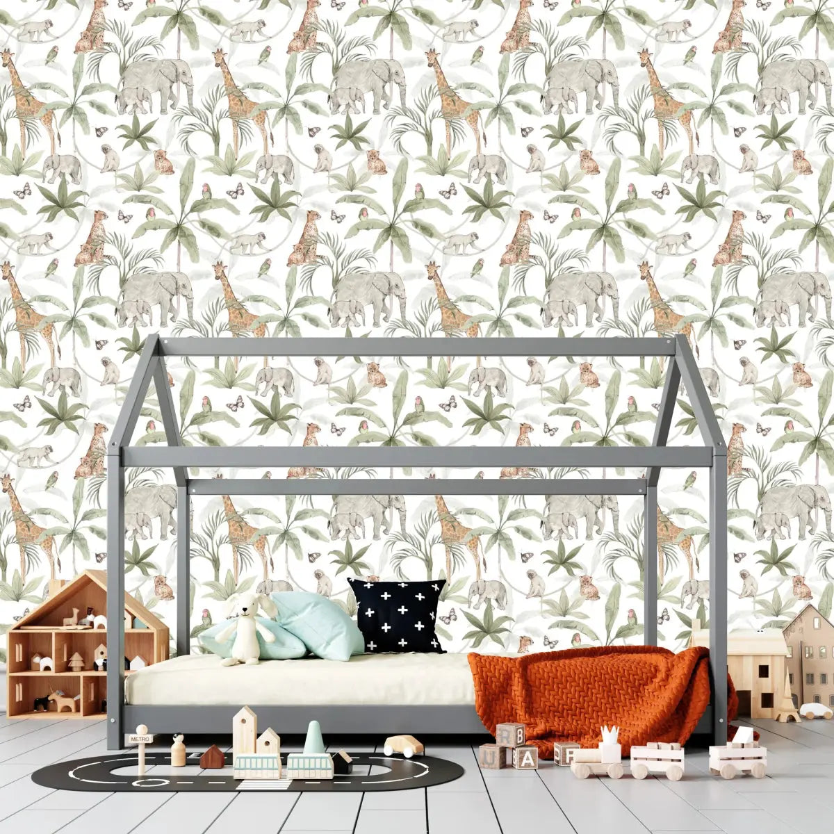 MUNKS & ME - Papier Peint Chambre Enfant à Motif Répété - Safari Africain