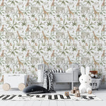 MUNKS & ME - Papier Peint Chambre Enfant à Motif Répété - Safari Africain