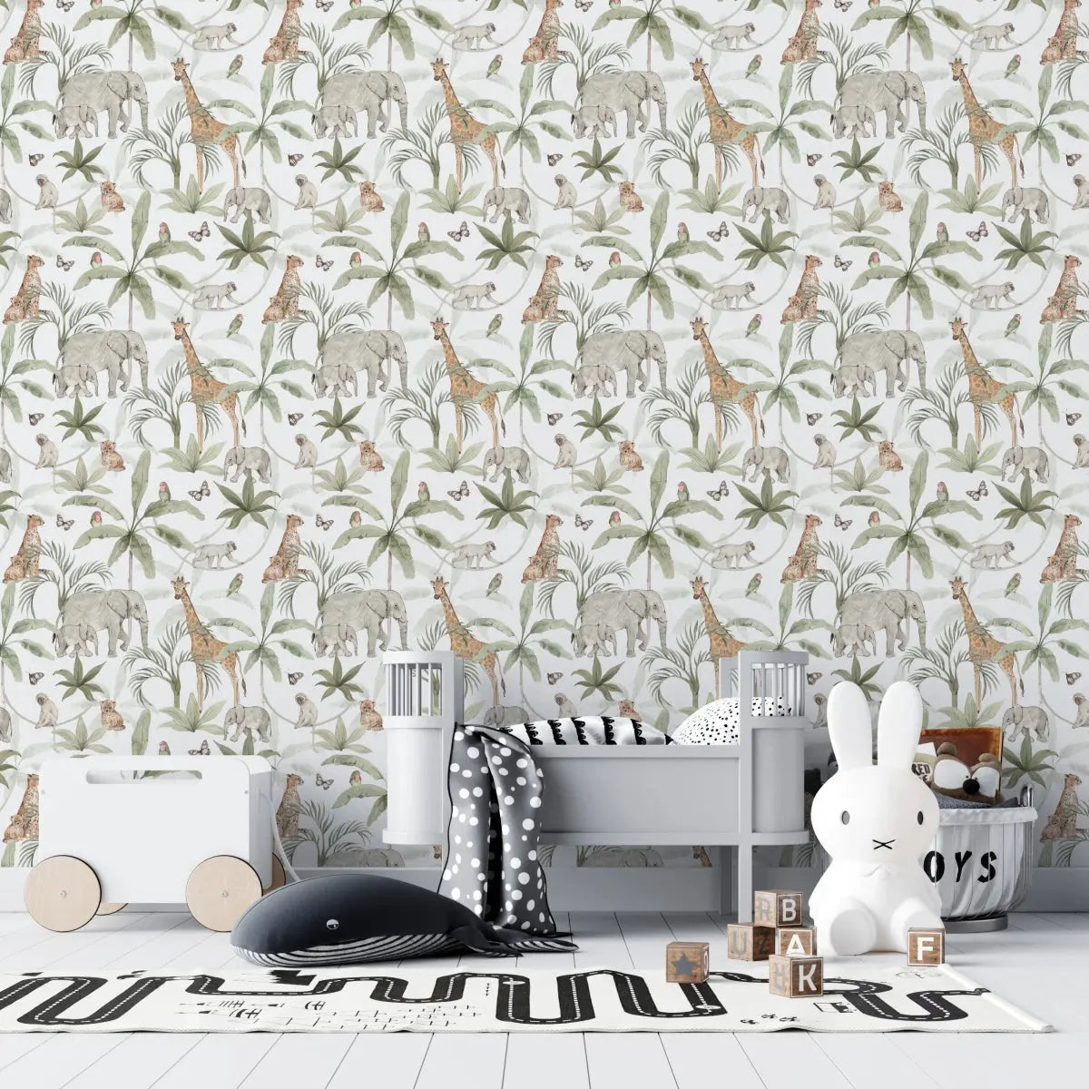 MUNKS & ME - Papier Peint Chambre Enfant à Motif Répété - Safari Africain