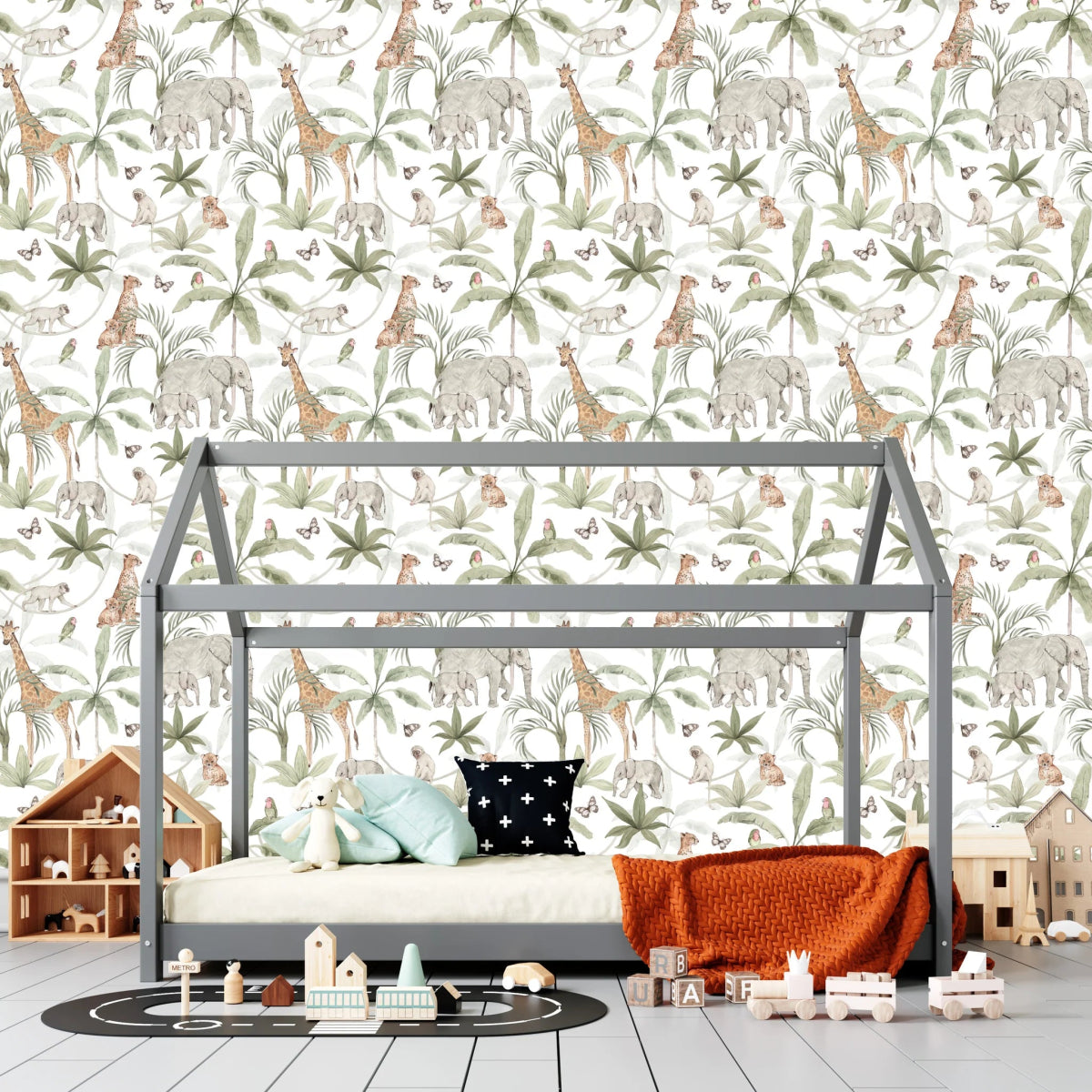 MUNKS & ME - Papier Peint Chambre Enfant à Motif Répété - Safari Africain