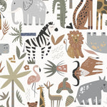 MUNKS & ME - Papier Peint Chambre Enfant à Motif Répété - Safari Tetris