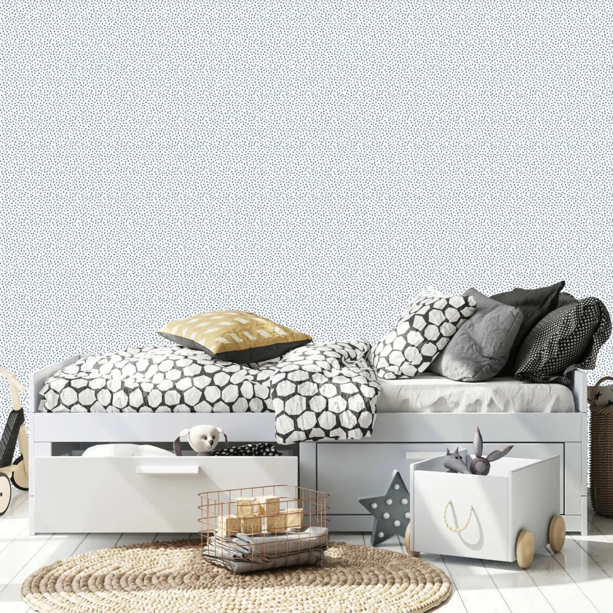 MUNKS & ME - Papier Peint Chambre Enfant à Motif Répété - Saupoudrer - Bleu