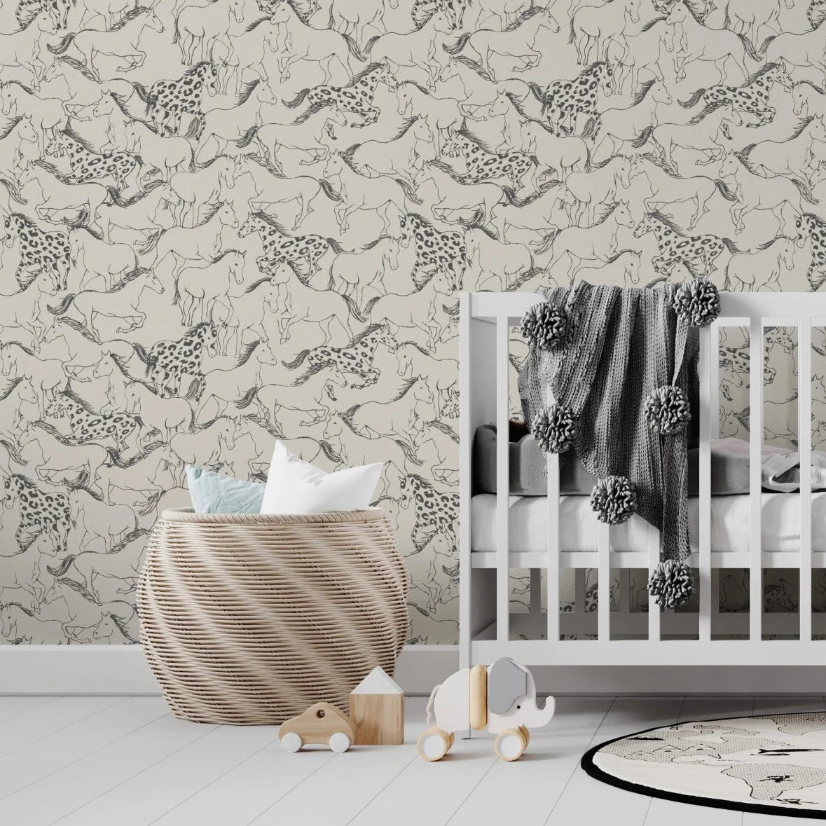 MUNKS & ME - Papier Peint Chambre Enfant à Motif Répété - Sierra Horses