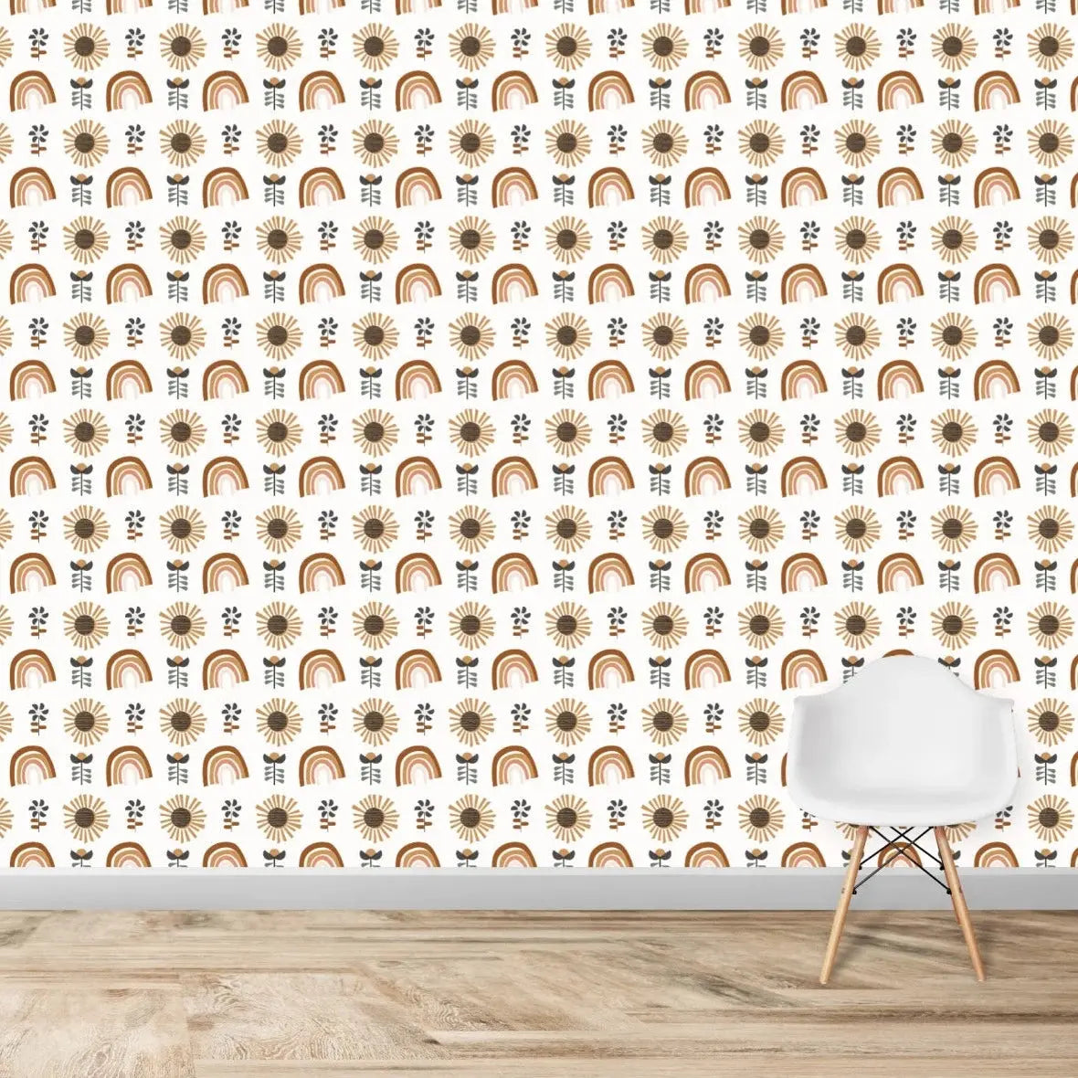 MUNKS & ME - Papier Peint Chambre Enfant à Motif Répété - Soleil Et Arcs - en - ciel
