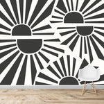 MUNKS & ME - Papier Peint Chambre Enfant à Motif Répété - Sunbeams | Charbon