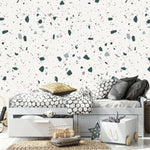 MUNKS & ME - Papier Peint Chambre Enfant à Motif Répété - Terrazzo | Bleu