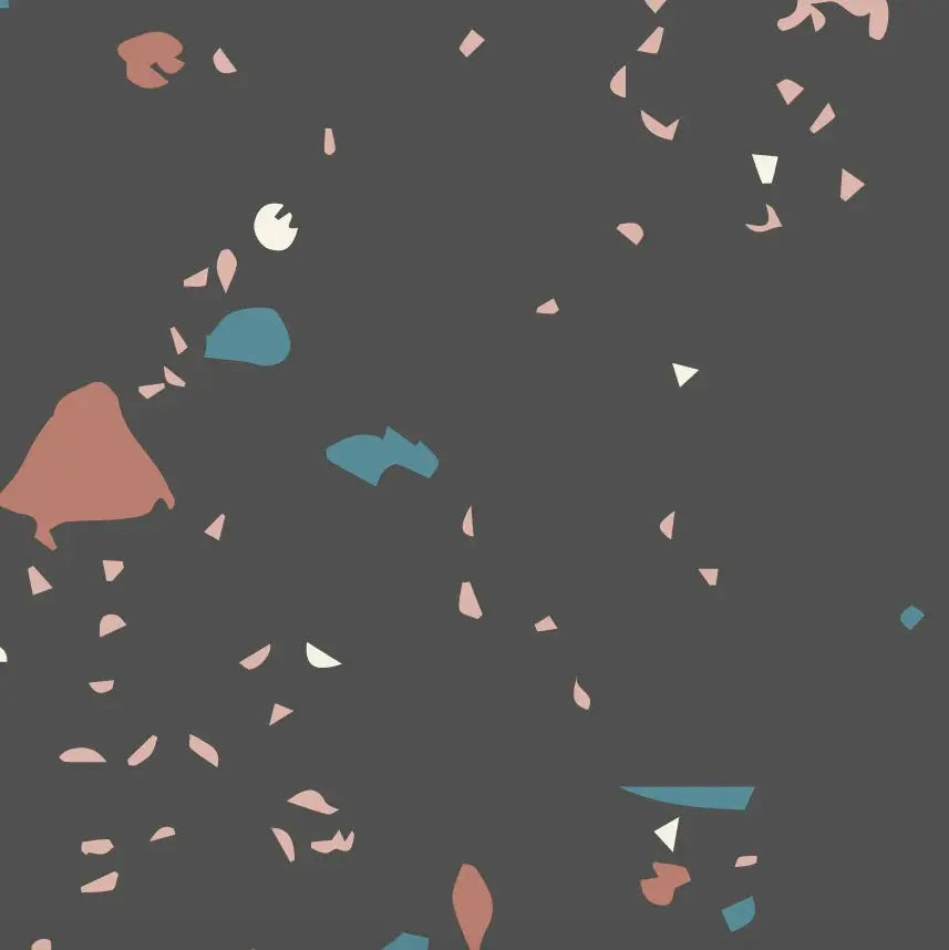MUNKS & ME - Papier Peint Chambre Enfant à Motif Répété - Terrazzo | Charbon