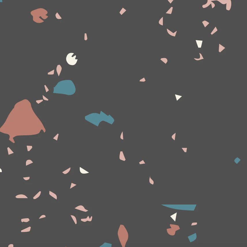 MUNKS & ME - Papier Peint Chambre Enfant à Motif Répété - Terrazzo | Charbon