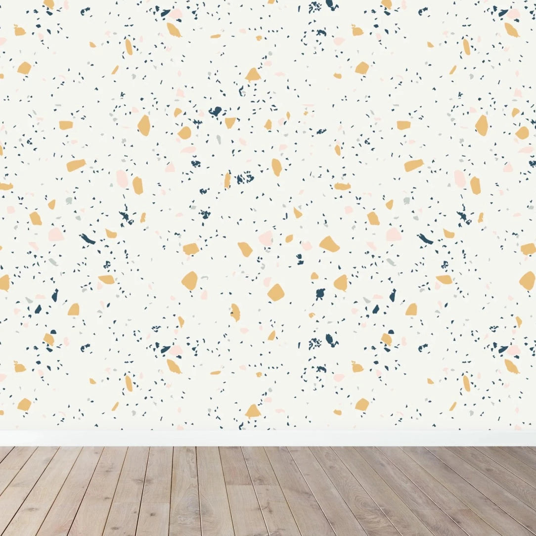 MUNKS & ME - Papier Peint Chambre Enfant à Motif Répété - Terrazzo | Jaune