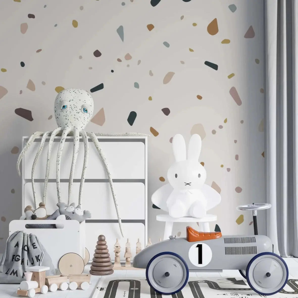 MUNKS & ME - Papier Peint Chambre Enfant à Motif Répété - Terrazzo Spritz