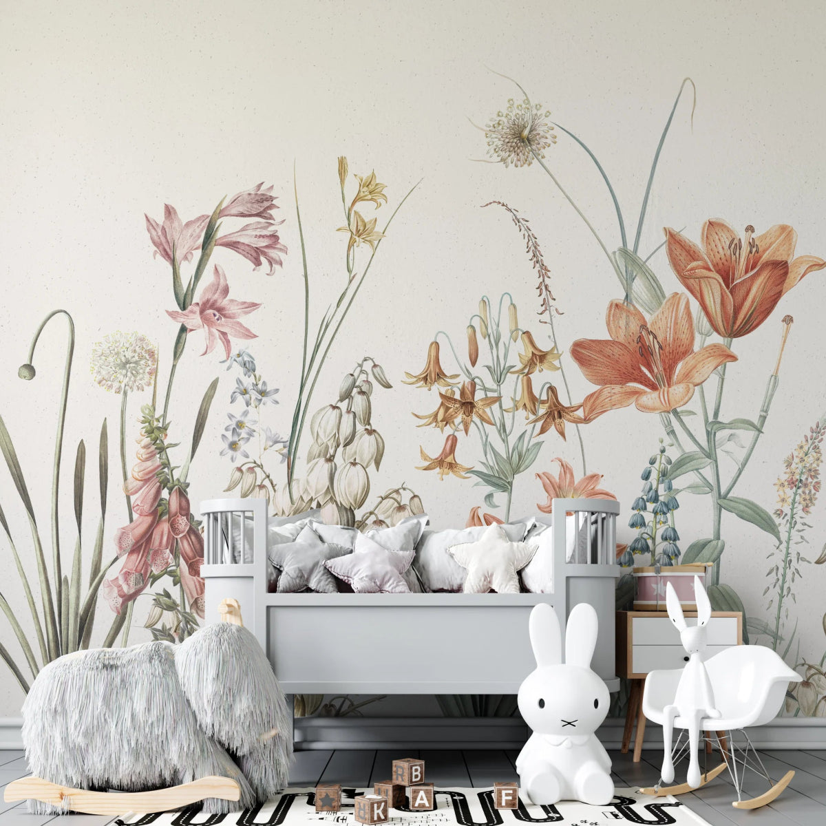 MUNKS & ME - Papier Peint Chambre Enfant Champ De Fleurs De Quinns