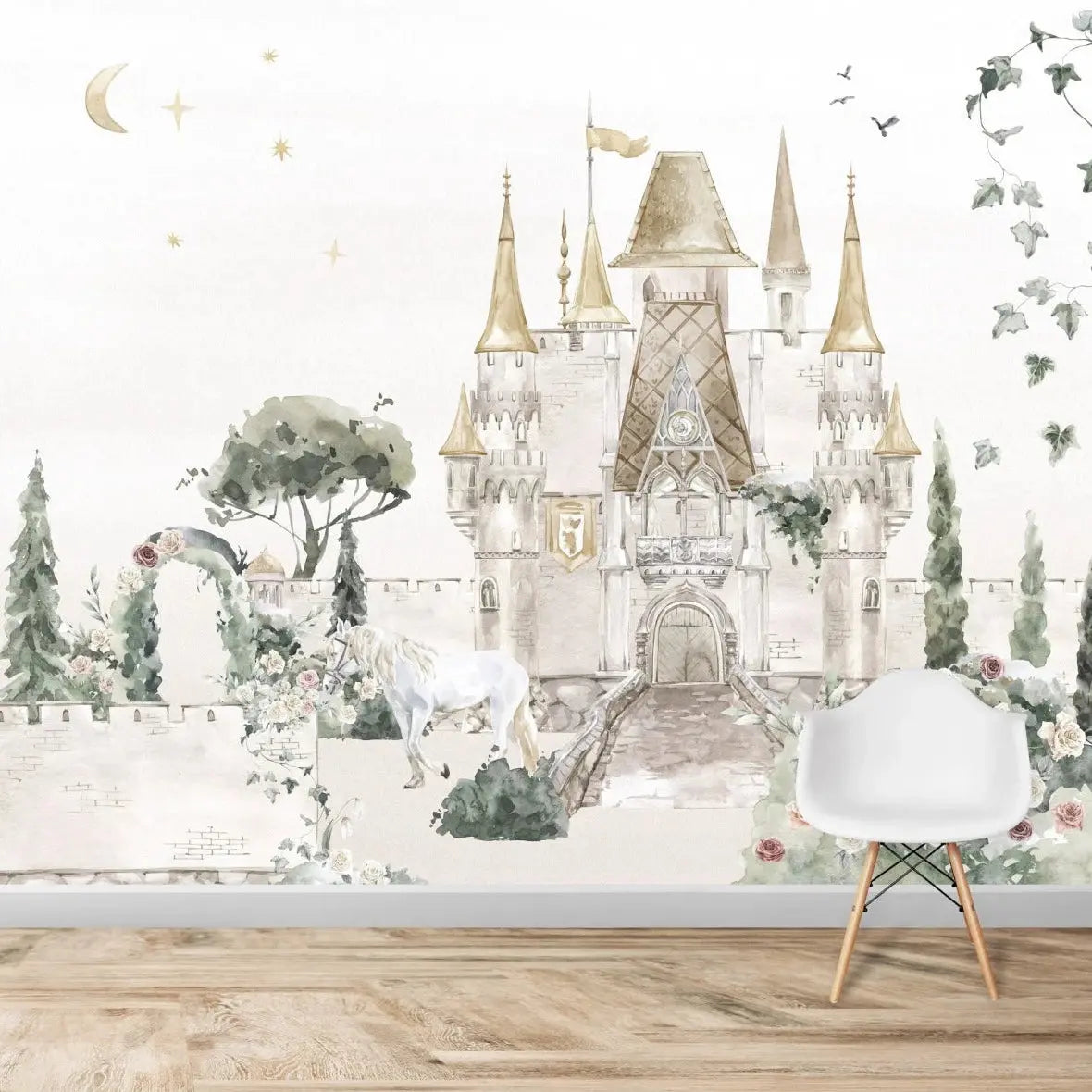 MUNKS & ME - Papier Peint Chambre Enfant Château De Princesse