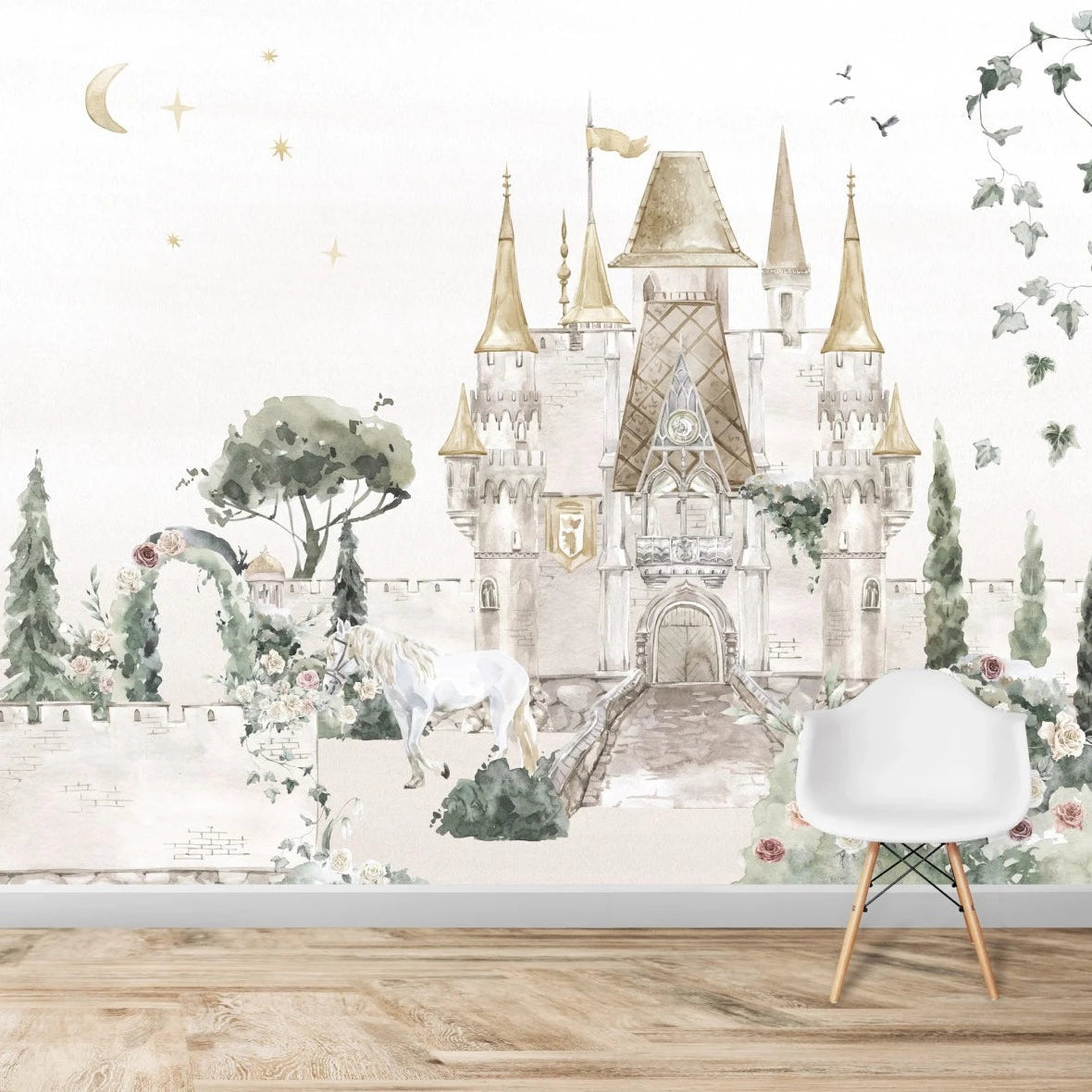 MUNKS & ME - Papier Peint Chambre Enfant Château De Princesse