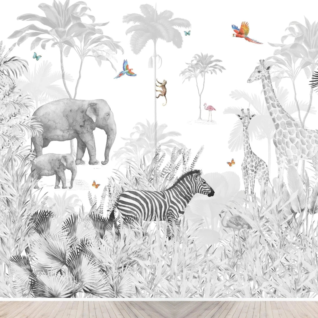 MUNKS & ME-Papier Peint Chambre Enfant Couleur Pop De La Jungle - Monochromes-Les Petits