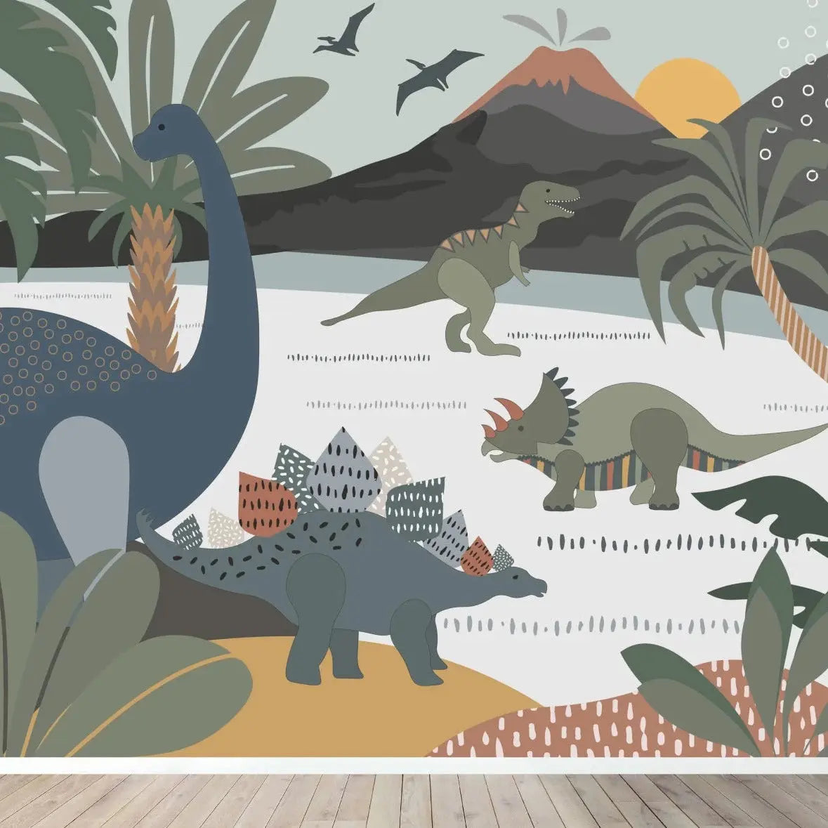 MUNKS & ME - Papier Peint Chambre Enfant Dinosaure Et Amis