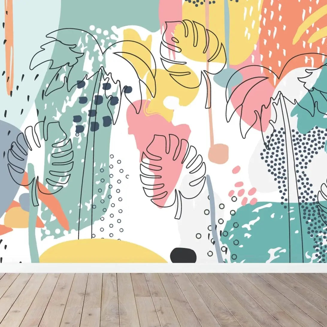 MUNKS & ME - Papier Peint Chambre Enfant Éclaboussure Tropicale
