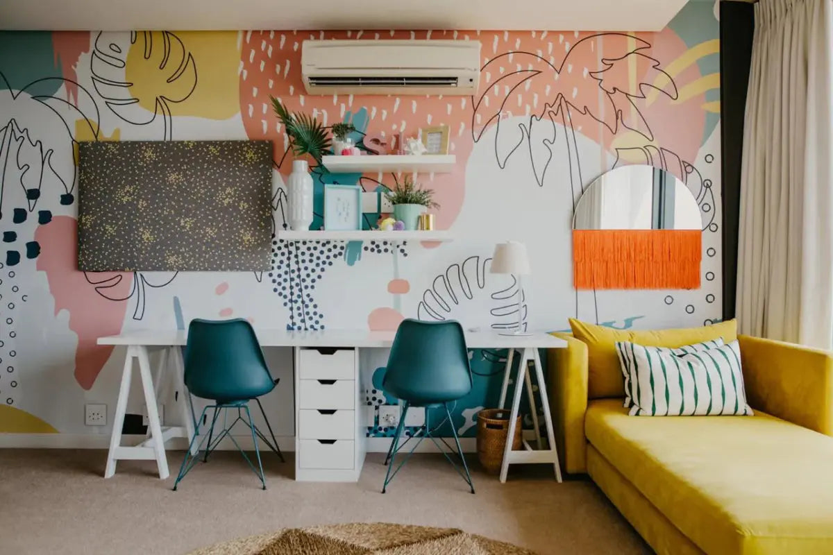 MUNKS & ME - Papier Peint Chambre Enfant Éclaboussure Tropicale