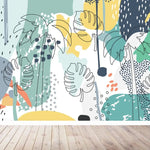 MUNKS & ME - Papier Peint Chambre Enfant Éclaboussure Tropicale - Bleu