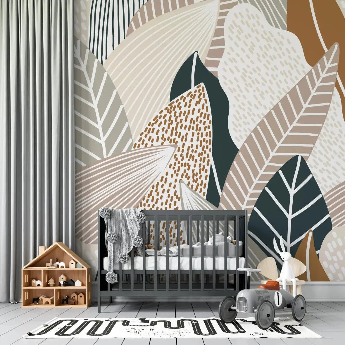 MUNKS & ME - Papier Peint Chambre Enfant Feuilles Abstraites Paxton