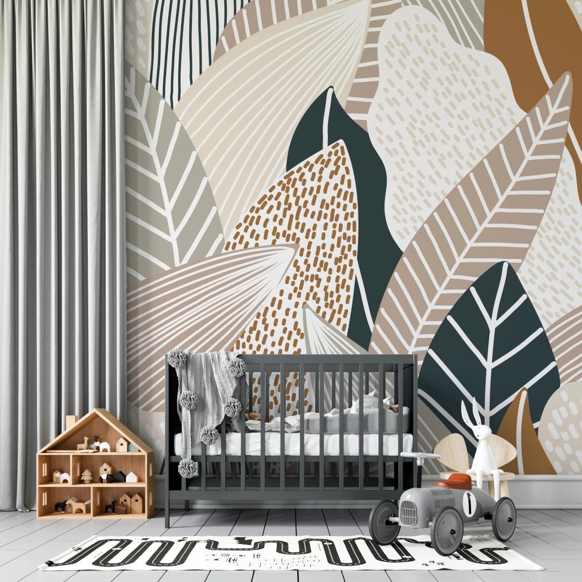 MUNKS & ME - Papier Peint Chambre Enfant Feuilles Abstraites Paxton