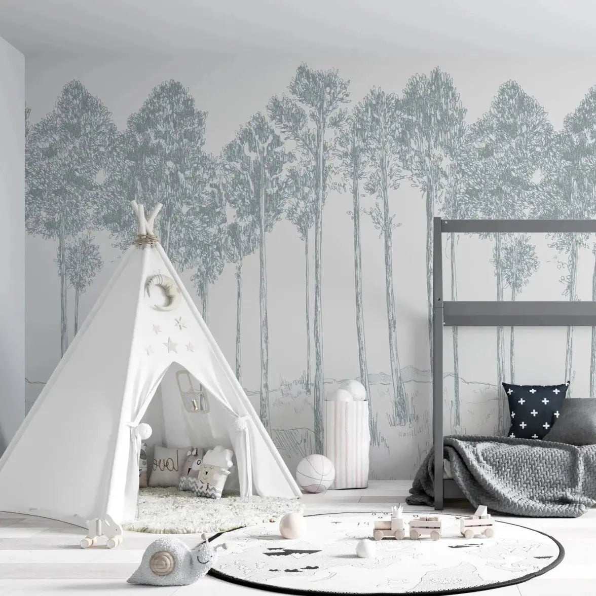 MUNKS & ME - Papier Peint Chambre Enfant Forêt - Ardoise