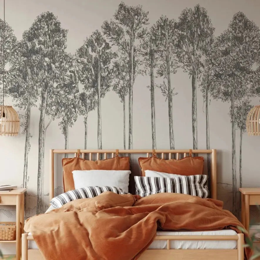 MUNKS & ME - Papier Peint Chambre Enfant Forêt - Charbon