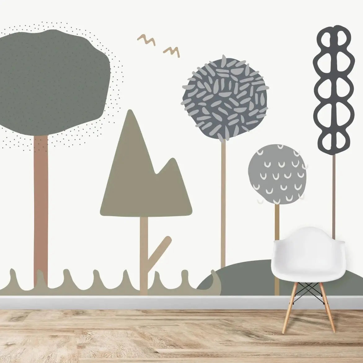 MUNKS & ME - Papier Peint Chambre Enfant Forêt De Bubblegum - Bleu