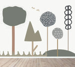 MUNKS & ME - Papier Peint Chambre Enfant Forêt De Bubblegum - Bleu