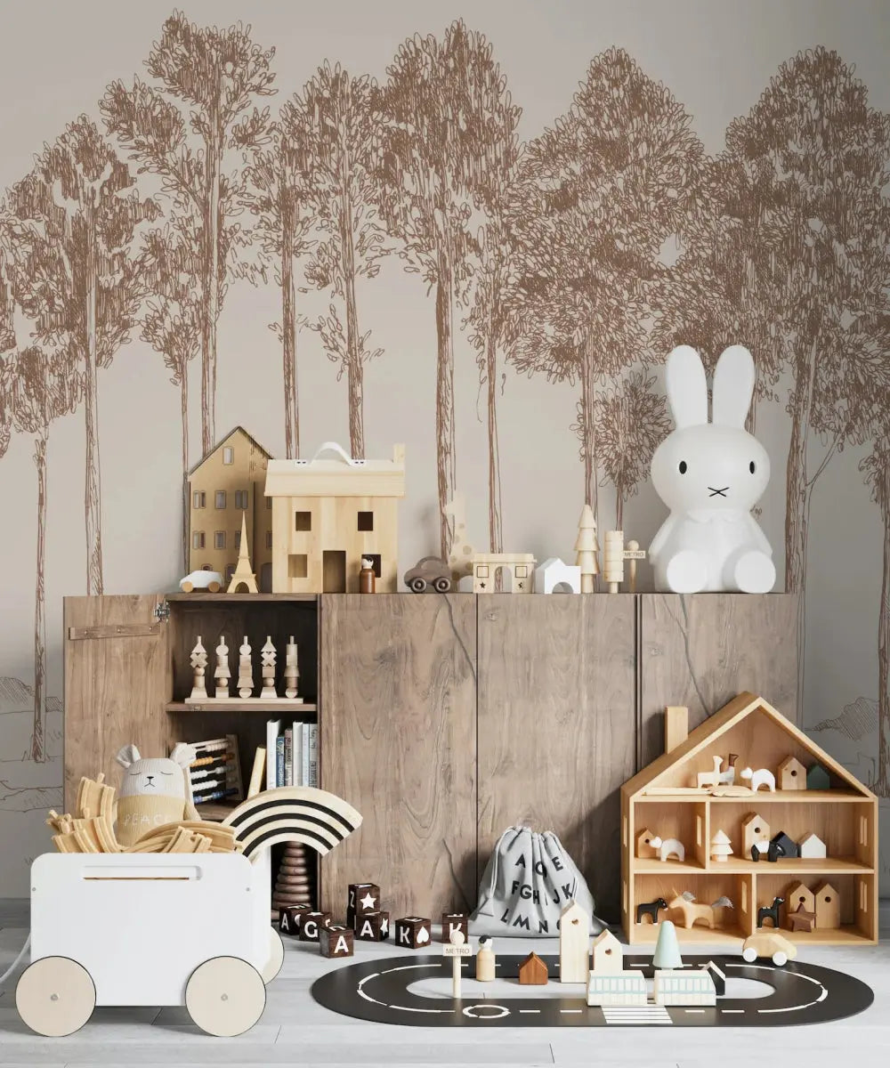 MUNKS & ME - Papier Peint Chambre Enfant Forêt - Rouiller