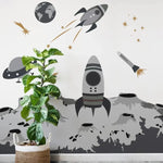 MUNKS & ME - Papier Peint Chambre Enfant Fusée Spatiale