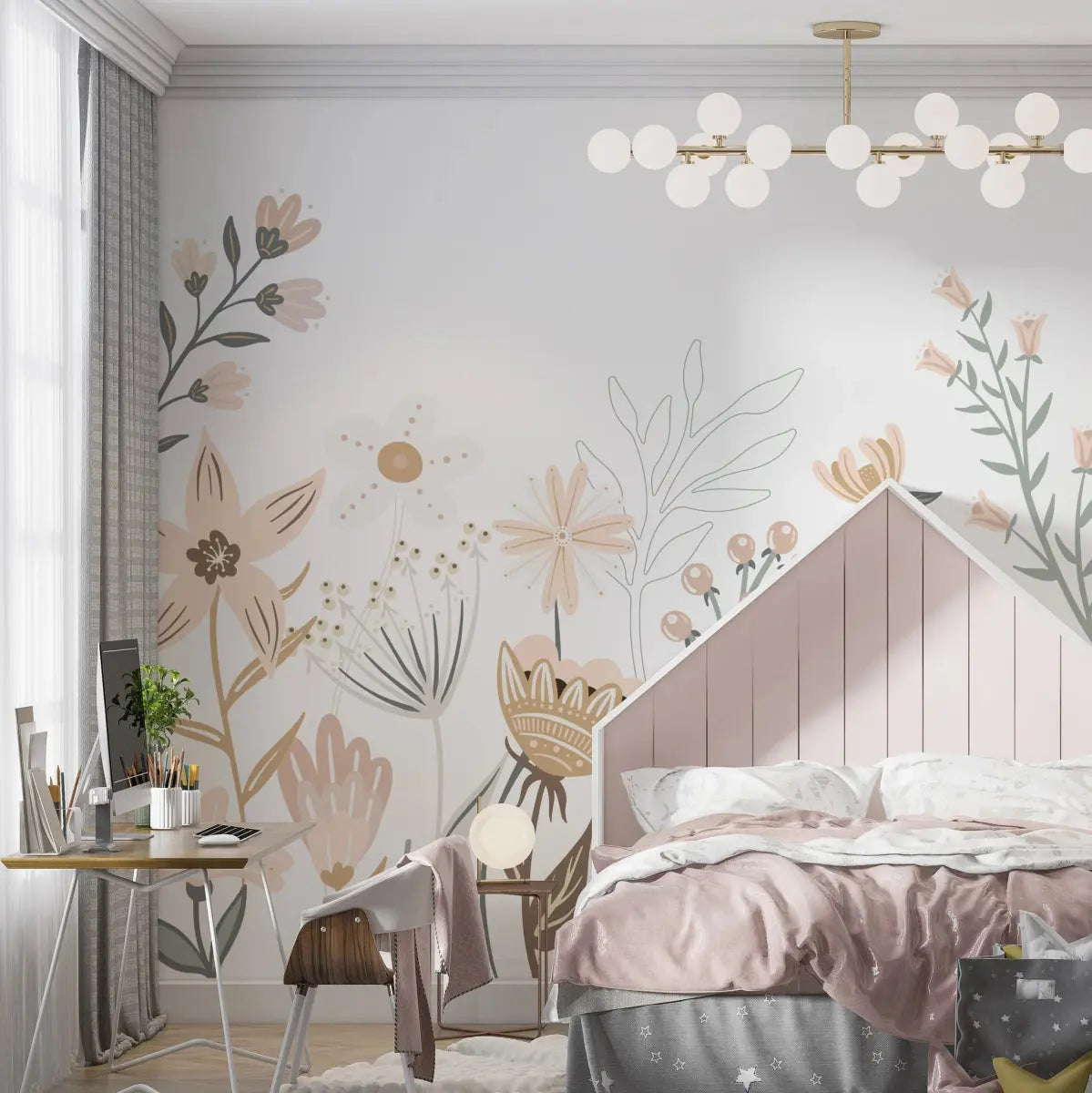 MUNKS & ME - Papier Peint Chambre Enfant Jardin Floral Millie