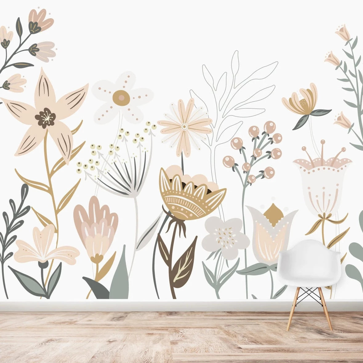 MUNKS & ME-Papier Peint Chambre Enfant Jardin Floral Millie-Les Petits