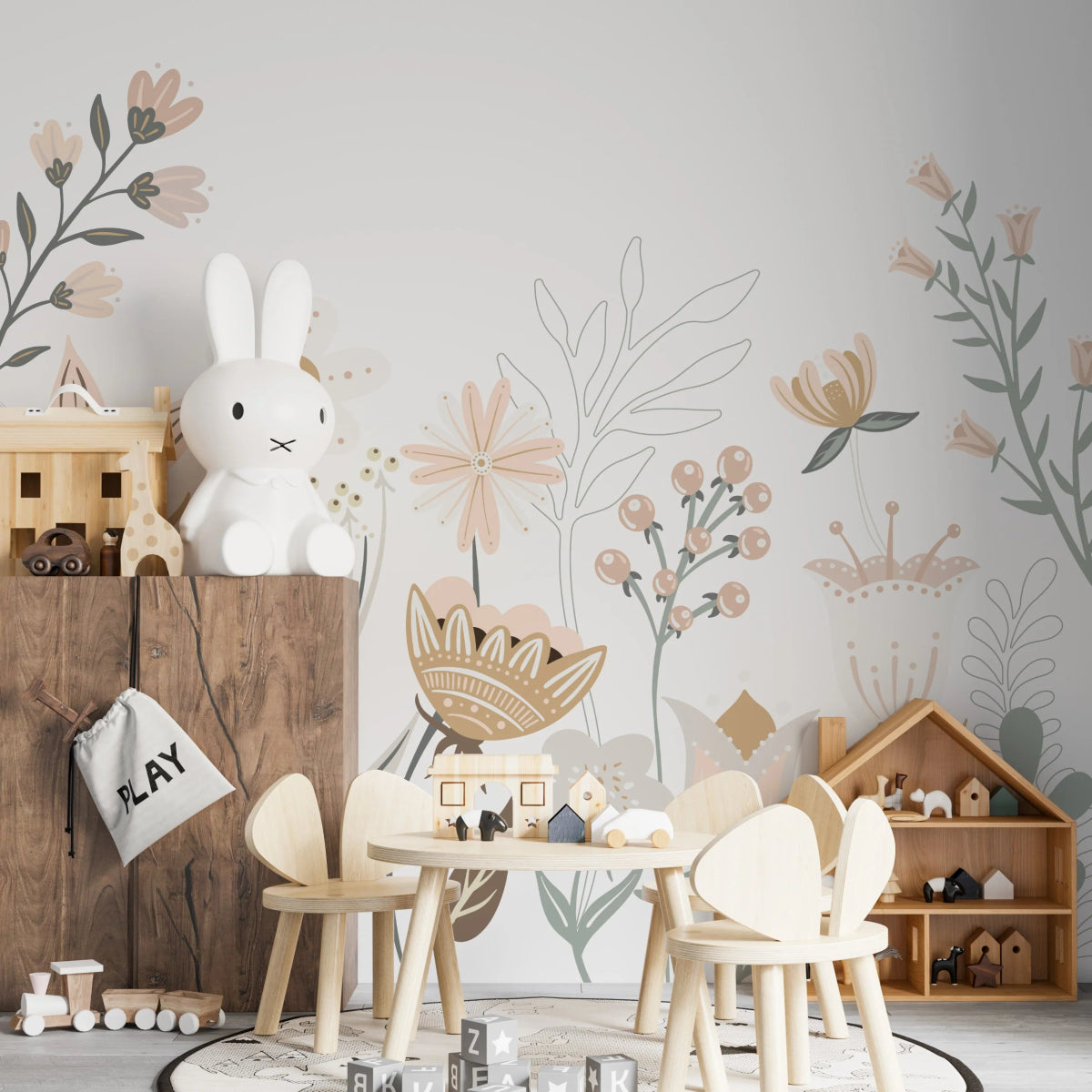 MUNKS & ME-Papier Peint Chambre Enfant Jardin Floral Millie-Les Petits