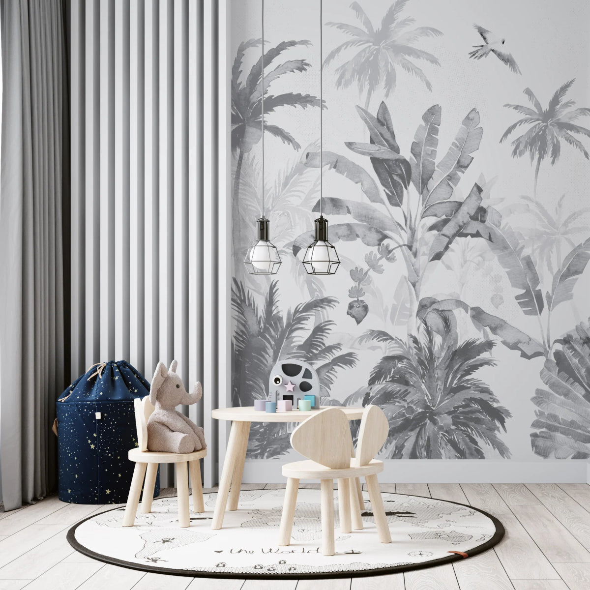 MUNKS & ME - Papier Peint Chambre Enfant Jungle De Névès - Monochromes