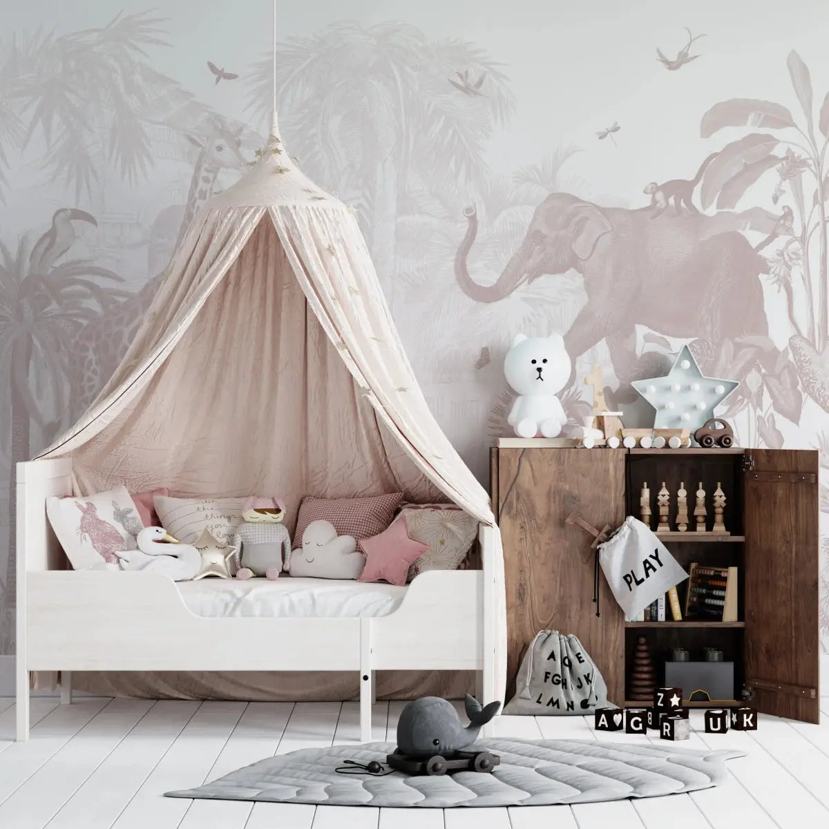 MUNKS & ME - Papier Peint Chambre Enfant Jungle Magique - Rose