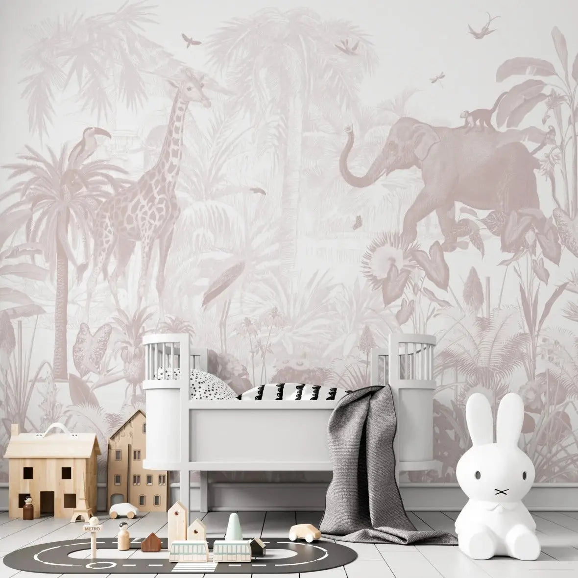 MUNKS & ME - Papier Peint Chambre Enfant Jungle Magique - Rose