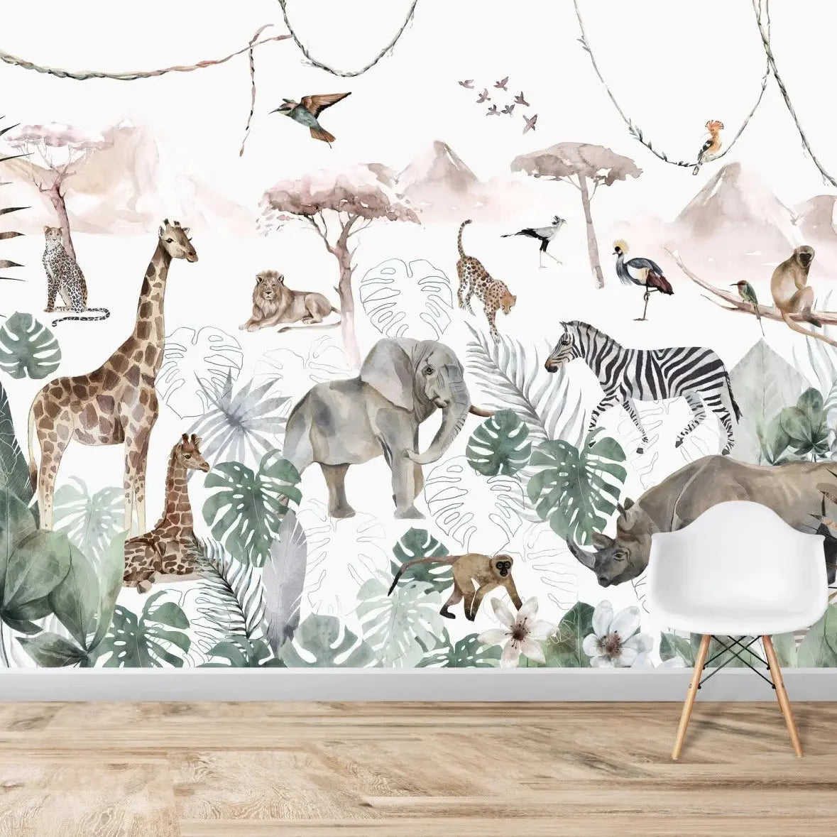 MUNKS & ME - Papier Peint Chambre Enfant Jungle Paradisiaque