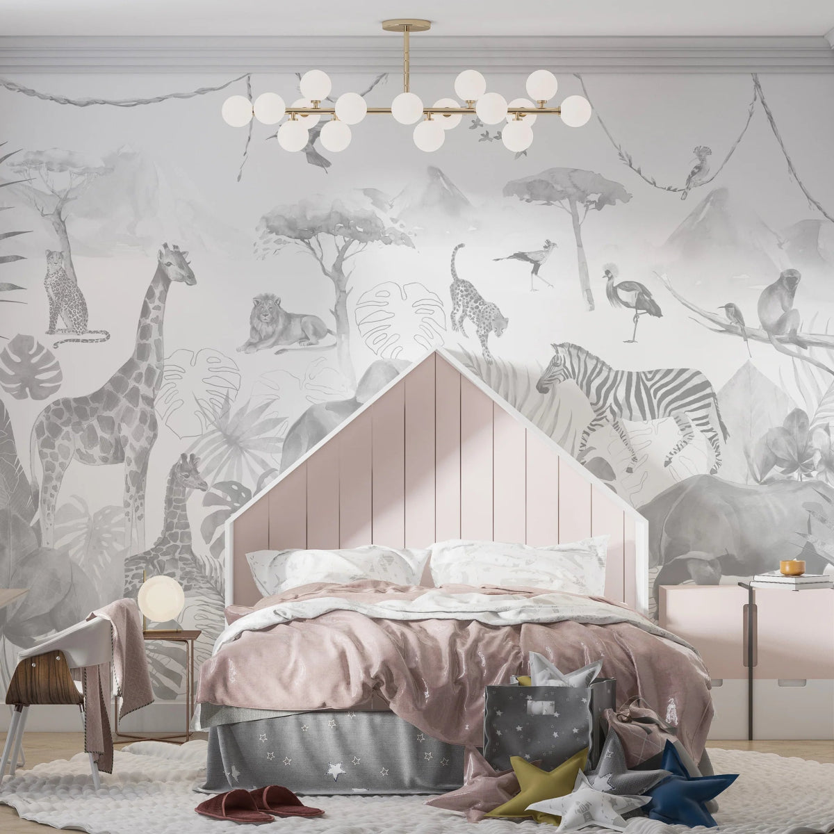 MUNKS & ME - Papier Peint Chambre Enfant Jungle Paradisiaque - Monochromes